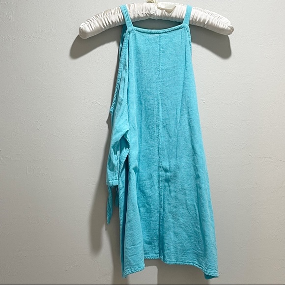 OH MY GAUZE! Women’s Blue Cold Shoulder Tie Sleeve Tunic Top Gauze Cotton Size L